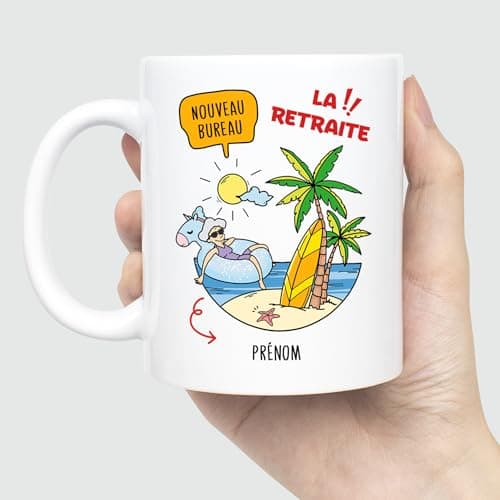 CADEAU PLUS Mug Personnalisé Prénom - La retraite - Cadeau Depart Retraite Humoristique, Cadeau Retraite Femme, Cadeau Retraite Femme Original, Mug Retraite Femme, Tasse Retraite