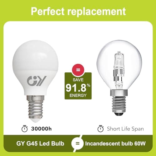 GY Ampoule LED E14 4,9W équivalent 60W, 807 Lumens 3000K Blanc Chaud,G45 Ampoule E14 Led Efficacité Energétique, Non-Dimmable, Lot de 12