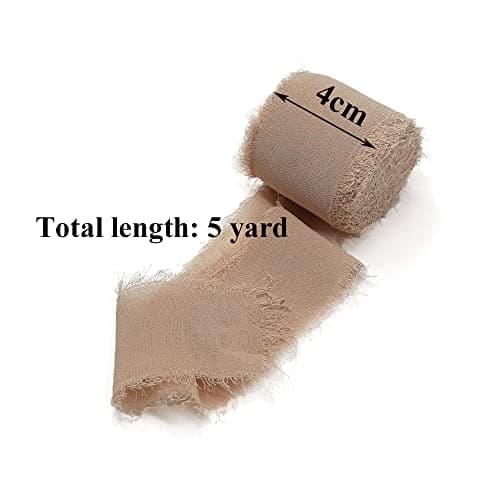 Zasvec Ruban en Mousseline de Soie 4 Rouleaux Ruban Cadeau de Mariage Ruban Décoratif Ruban à Franges Ruban Large 4cm x 5 yard pour Décorations de Mariage Artisanat Bricolage