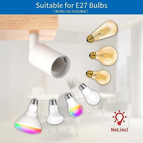 ANWIO Plafonnier Spots, 3 Spots de Plafond Led Intérieurs Base E27, Spots de Plafond Blancs avec Base Rectangulaire, Spots de Plafond LED Rotatifs (Sans Ampoules).