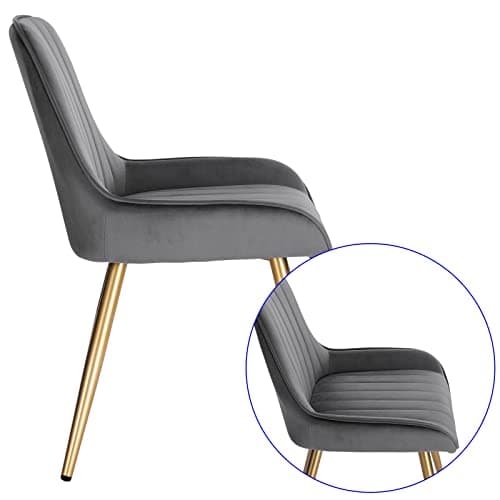 Lestarain Lot de 2 Chaises de Salle à Manger avec Dossier Chaise de Cuisine Rétro Chaise de Salon Assise en Velours et Pieds en Métal,Gris foncé