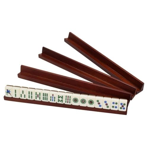 Muteitt Supports De Dominos en Bois, Plateaux De Tuiles De Mahjong en Bois, Supports De Tuiles De Dominos, Plateaux De Dominos pour Mahjong Mexican Train Chickenfoot Autres Jeux