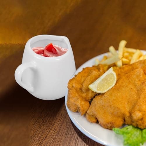 4 Pièces Cuillère à Sauce Pichet Fumant Plats à La Sauce Soja Porte-carton De Lait Avec Poignée À Sirop Mini Pot à Lait Gobelet En Mousse Blanche Miniature Les Amoureux Céramique
