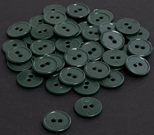 AERZETIX - C65545 - Lot de 50 Boutons à coudre ronds Ø15x2.2 mm avec bord à 2 trous L24 24L en plastique - couleur: vert foncé - diamètre de l'ouverture 2 mm - mercerie couture vêtements