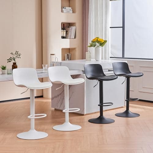 YOUNIKE Tabouret Bar Chaises Haute de Bar Assise Tabouret d'îlot Central Cuisine Siege Bar Lot de 2 Industriel Moderne Reglable Rotation Metal Pivotante Noir