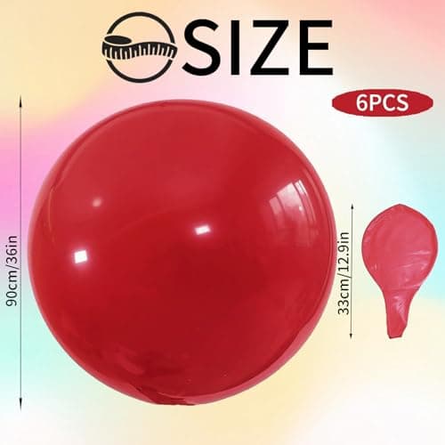 36 Pouces Ballon Géant, 6 Pcs Grand Ballon,90CM Ballon Géant en Latex pour Les Festivités de Fête de Mariage Party Carnival Event Décorations (rouge foncé)