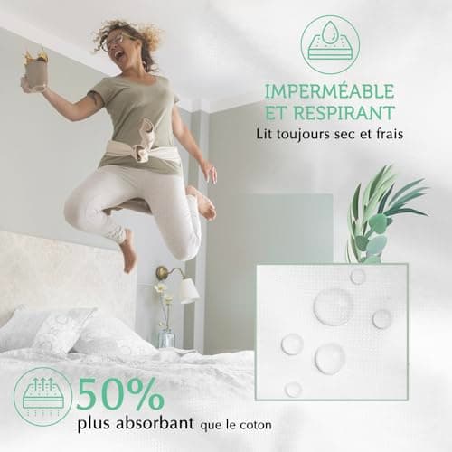 Protège Matelas 140x200-30 cm Qualité Supérieure Oeko-TEX® ~ Alèse Imperméable en Fibre Luxe TencelTM Écologique ~ Forme Drap Housse