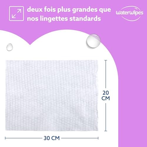 WaterWipes Lingettes Adultes Sensibles Corps & Parties Intime, 180 Lingettes (6 Paquets), Extra Grandes Texturées, 99,9% à Base d'Eau, Usage Quotidien