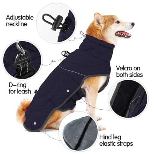HEYWEAN Manteau Chien Imperméable Veste Chien Manteau Chaud pour Chien Doublée en Polaire Manteaux d'hiver pour Chiens Réfléchissante avec D-Ring Veste Imperméable pour Petits, Moyens et Grands Chiens