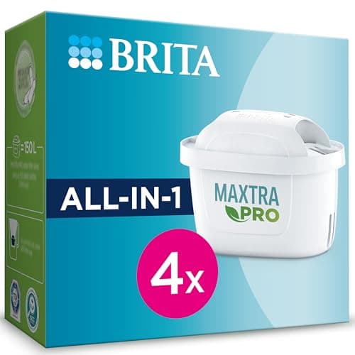 BRITA Cartouche Filtre eau robinet MAXTRA PRO All-In-1 Pack de 4|Goûtez à une eau plus pure1 avec la recharge originale pour carafes BRITA-réduit2 micro-impuretés comme certains PFAS, chlore, tartre