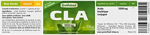 Greenfood CLA, 1000 mg, 240 gélules - Sans additifs artificiels, Sans génie génétique