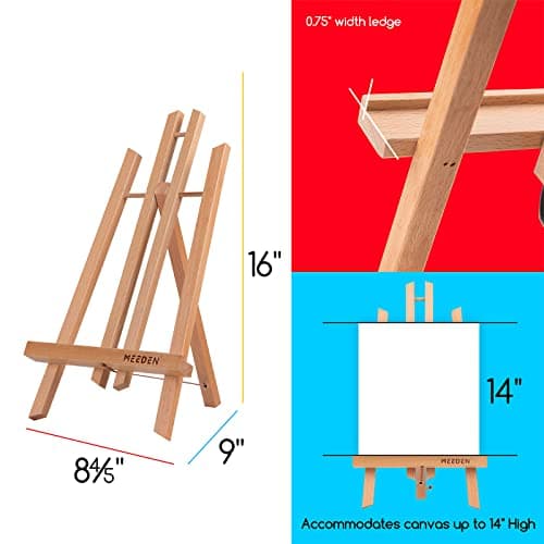 MEEDEN 12PCS 40cm Chevalet de Table, Chevalet Peinture en Hêtre Bois, Affichage de Chevalet Pour Enfant, Adulte, Artiste, Garder la toile en dessous de 35 cm