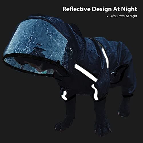 PETCUTE Imperméable pour Chien avec Capuchon,Coupe-Vent et Imperméable 100% Veste pour Chien avec Bandes Réfléchissantes,Trou pour Harnais,Ultraléger Respirant Vêtement pour Petit Moyen Gros Chiens