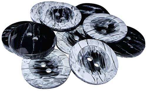 AERZETIX - C56957 - Lot de 10 Boutons ronds Ø23x4 mm à 2 trous L36 36L en plastique - couleur gris clair/noir - diamètre de l'ouverture 2.5 mm - mercerie couture vêtements décoration