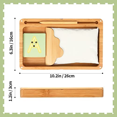 AtMini Montessori Table de Sable début d'entraînement d'écriture et de Dessin Jouet en Bois Montessori Table de Sable éducative Jouet pour Le développement Moteur précoce chez Les Enfants (blanc)
