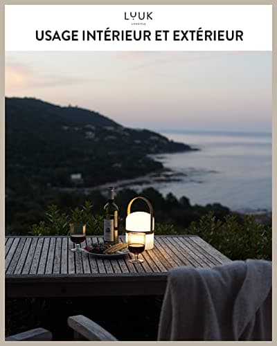 LUUK LIFESTYLE Grande lanterne design pour extérieur et intérieur, décoration moderne, rechargeable et portable, en orange curry mat