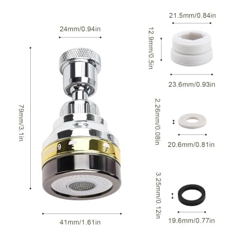 HJIAMA Economiseur D'eau pour Robinet, Brise Jet Robinet, Trois Modes Extension Robinet, Buse Robinet, Économie D'eau, Résistant Éclaboussures, pour Cuisine Salle Bain