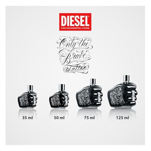 Diesel Only The Brave Tattoo, Eau de Toilette pour Homme en Spray Vaporisateur, Parfum Boisé et Puissant, 50 ml