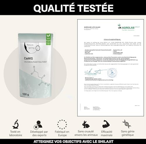 CaAKG Poudre hautement dosée | Pack d'approvisionnement (100 grammes) +3,3 mois | Calcium-Alphacétoglutarate végétalien premium | 1000 mg de CaAKG par portion | Testé en laboratoire en Allemagne