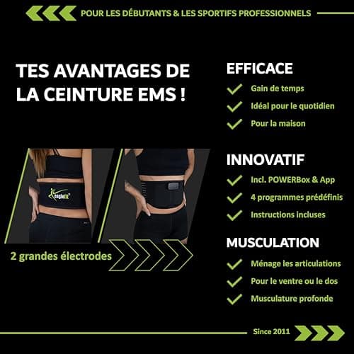 eaglefit - Ceinture EMS Efficace pour Les abdominaux à la Maison - Fitness Appareil d'entraînement pour Les abdominaux & Le Dos (électrostimulation) Entraîneur Ceinture électrique INCL. App