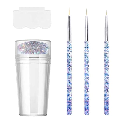 KGDUYC 1set French Manucure - Clear Nail Stamp Gel Nail Brush, Nail Stamp French Pointed Nail Liner Brush Nail Stamp avec tampon encreur Vernis à ongles Stamp pour Nail Art Design Accessoires