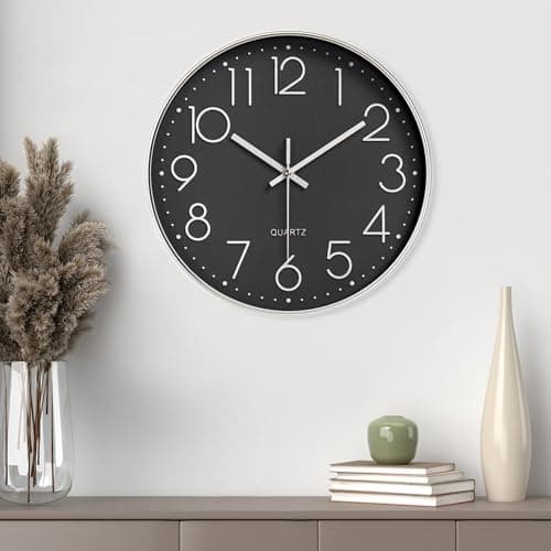Gentpovth 8 Pouces Ronde en Horloge Murale numérique, Conception Simple et élégante, Horloge Murale silencieuse sans Tic-tac, avec Panneau en Verre Transparent, pour Salon,Chambre,Bureau,Cuisine...