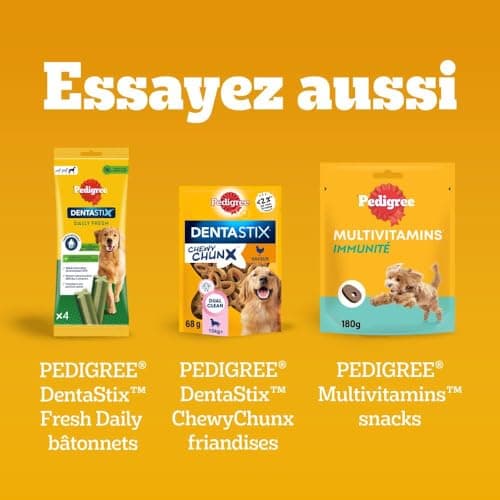PEDIGREE DENTASTIX Sticks Dentaires pour Grand Chien +25kg - 56 Bâtonnets à Mâcher (Lot de 8 Sachets de 7 Friandises) - Hygiène Bucco-dentaire, Scientifiquement Prouvé, Nettoyage au Quotidien