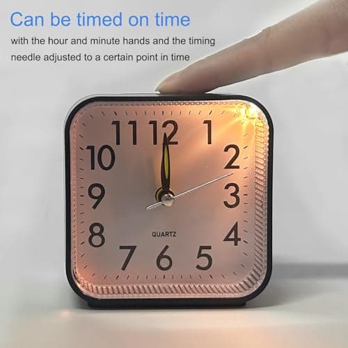 Nutabevr Réveil Analogique Silencieux sans Tic-Tac, Réveil Snooze avec Bouton supérieur, réveil Portable avec lumière et Fonction Snooze, Petite Réveil Voyage pour Chambre, Bureau, Voyage