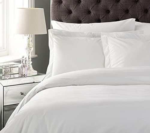 Alpes Blanc Housse de Couette 240x280 Unie Blanche Coton + 2 taies Assorties