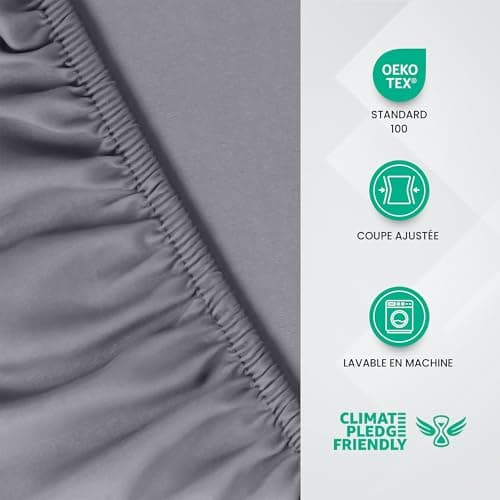 Utopia Bedding Drap Housse - Gris, 160 x 200 cm - Coupes de 35 cm pour Matelas épais - Polyester Microfibre brossée
