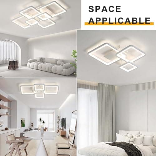 GWYAJTU Plafonnier Design Avec Télécommande APP, Lampe Plafond Moderne Avec Fonction Mémoire, Luminaire Plafonnier LED Dimmable 3000K-6000K Pour Chambre Salon Cuisine Bureau-White||60CM