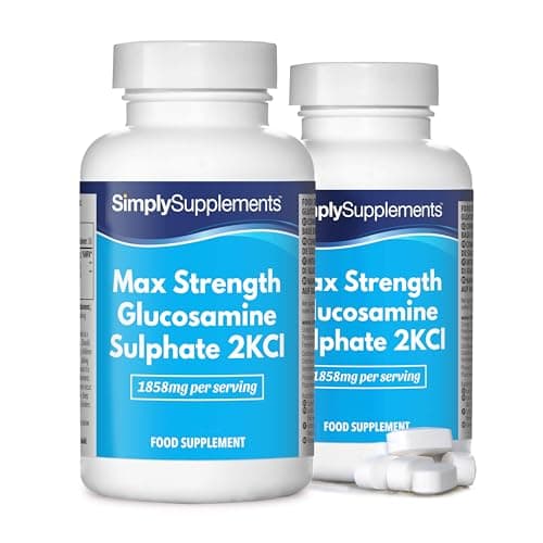 Sulfate de Glucosamine 2KCL - 1858mg Par Portion - 2 Flacons de 60 Comprimés = 120 Comprimés au Total Pour un Approvisionnement de 2 Mois - Fabriqué au Royaume-Uni