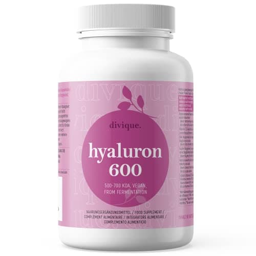 Acide hyaluronique gelules - Fortement dosées avec 600 mg - 90 gelules - Acide hyaluronique 500-700 kDa - avec vitamine C, zinc, cuivre, sélénium et biotine - végétalien, testé en laboratoire