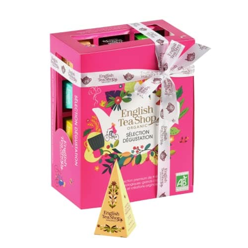 English Tea Shop - Coffret Thé - 12 mélanges de thé bio à offrir dans une jolie boite à thé éco-conçue - Coffret thé cadeau femme avec assortiment de 12 thés