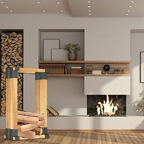 NAIZY Porte-bûches à Bois de Chauffage Range Bûches Extérieur Support D'empilage Robuste en Bois Galvanisé à Chaud pour l'intérieur et l'extérieur (Lot de 4)