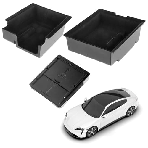 QWORK® 3 Pièces Plateau Organisateurs pour Console Centrale, floquée Boîte de Rangement de Console Centrale, Boîte de Rangement à Tiroir Caché, Compatible avec Tesla Model 3 Model Y