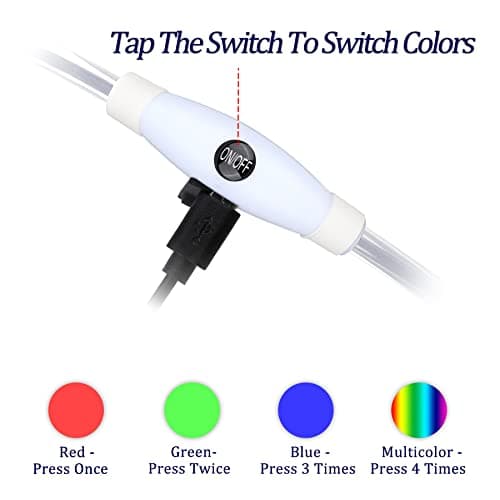 Coolzon LED Collier Lumineux 3 Changement Couleur Rechargeable et Longueur Ajustable, Imperméable Découpable Collier pour Chien Chat Petit Moyen Grand