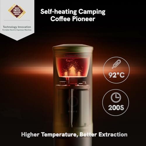 Outin Nano Machine à expresso électrique portable, cafetière de voyage pour camping, cafetière auto-chauffante pour voiture avec USB-C, avec café moulu et capsule NS