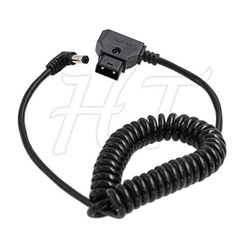 BMCC D-tap DC Barrel 5,5 x 2,5 mm Câble d'alimentation spiralé à angle droit pour batterie Anton V-mount Blackmagic