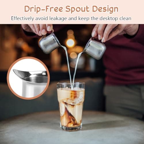 SIYINGSAERY 6 PCS 90ml Pichet à Lait en Acier Inoxydable Pichet Inox Mousse de Lait Pichet Inox Cafe Petite Cruche de Lait Mini Pichet Crémier Mini Pot à Lait Inox Tasse à Sauce Acier pour Sauce Lait