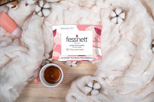 Fess Nett - Papier Toilette Humide Fleur de Coton x50 - Formule testée dermatologiquement 0% parabène 0% phenoxyethanol - Pour Peaux Normales à Sensibles