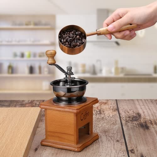 Home Bay Measuring Cups and cuillers Set,10 pièces avec manche en bois, revêtement de titane acier inoxydable, Or Rose (Couleur or rose)