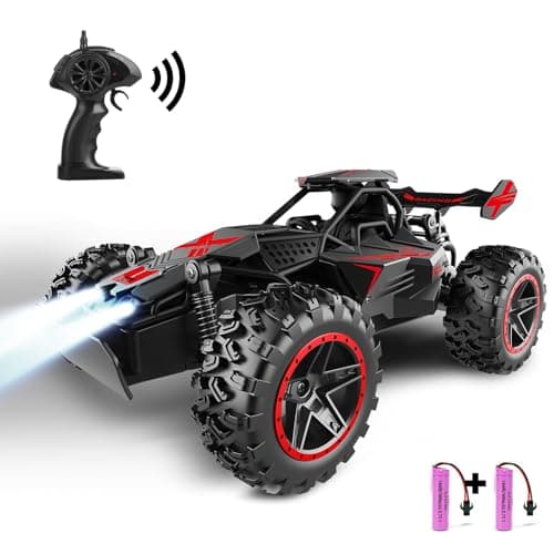 SZJJX Voiture Télécommandée Tout Terrain avec LED,2.4Ghz 15+KM/H Voiture Telecommandé Enfant 3 4 5 6 7+,Voiture RC,Coquille Alliage,Jouet Voiture Radiocommandée Cadeau pour Fille Garcon Noir Rouge