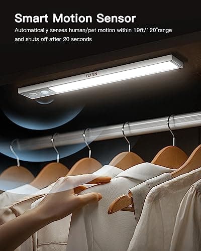 FULEN Lampe d'intérieur Avec détecteur de Mouvement, 2500mAh Veilleuse LED Rechargeable, éclairage LED Sans Fil Pour Cuisine Sous les Meubles, Armoires, Garde-robes (Paquet de 2)