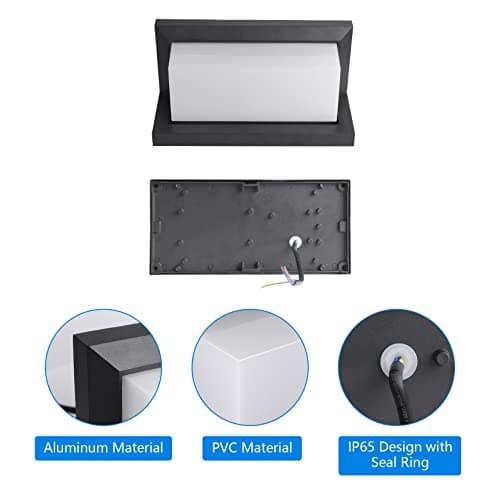 Klighten 2 Piece 24W LED Extérieure Applique Murale, 3000K, IP65 Applique murale étanche, Applique murale en aluminium pour l'intérieur, l'extérieur, la cour, etc. Noir