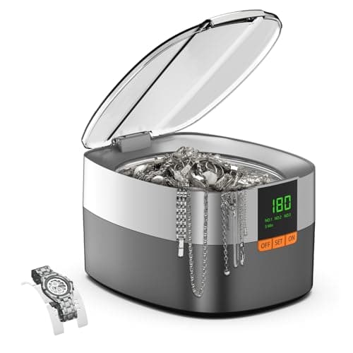 Nettoyeur à ultrasons pour bijoux, KECOOLKE 750 ml Nettoyant sonique avec minuterie numérique pour lunettes, bagues, pièces de monnaie, anneau, argent