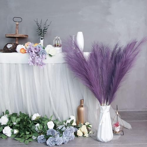 GEFIRE Lot de 30 Fleurs séchées Violettes Herbe de la Pampa séchée Décoration de Fleurs séchées Décoration bohème pour Mariage, Salon