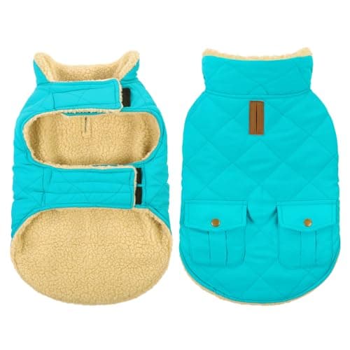 CITÉTOILE Manteau de Chien Coupe - Vent, Manteau Chien Fourré Polaire Epaiss, Manteau Veste d’Hiver Chien Chaud, Vêtement pour Chiens avec Trou de Corde de Traction, Bleu Clair, XS