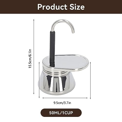 Tissting Cafetière Moka de 6,1 X 3,7 Pouces, Machine à Expresso à Bec Unique en Acier Inoxydable, Portable Moka Express en Acier Inoxydable, Mini Cafetière à Expresso Italienne Machine à Café