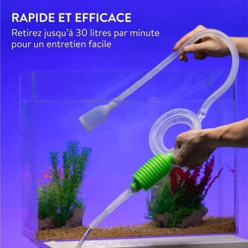 Luigi's Aspirateur Aquarium - Kit Pompe pour Nettoyage Aquarium - Siphon Puissant pour Vidange Complète - Accessoires Aquarium - Pompe a Siphonner Eau avec Filtre à Gravier
